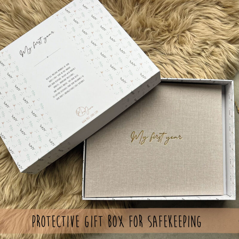 Baby Memory Book - My First Year - Protective Gift Box for Safekeeping